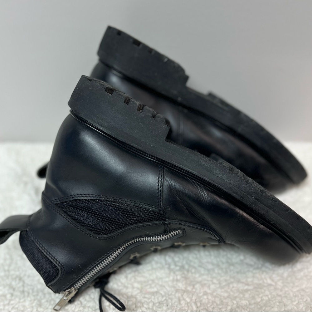 Motorcycle Boots Black Lace & Zip Oil Resistant Sole Leather Men's Size: 8.5 - Picture 8 of 9